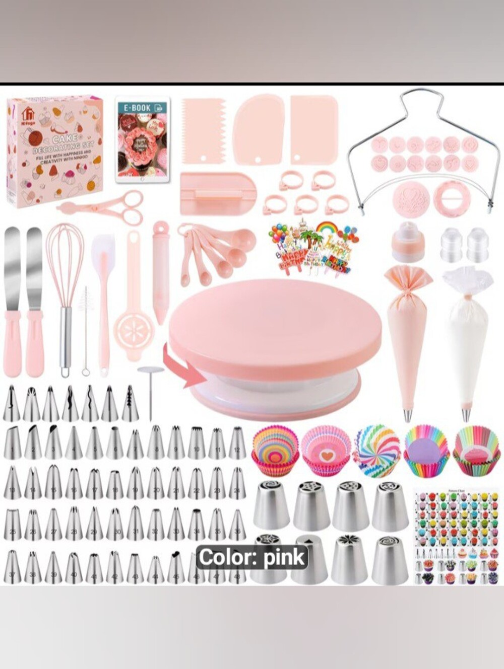 Pink Cake Decorating Set - Complete Baking Tools Kit